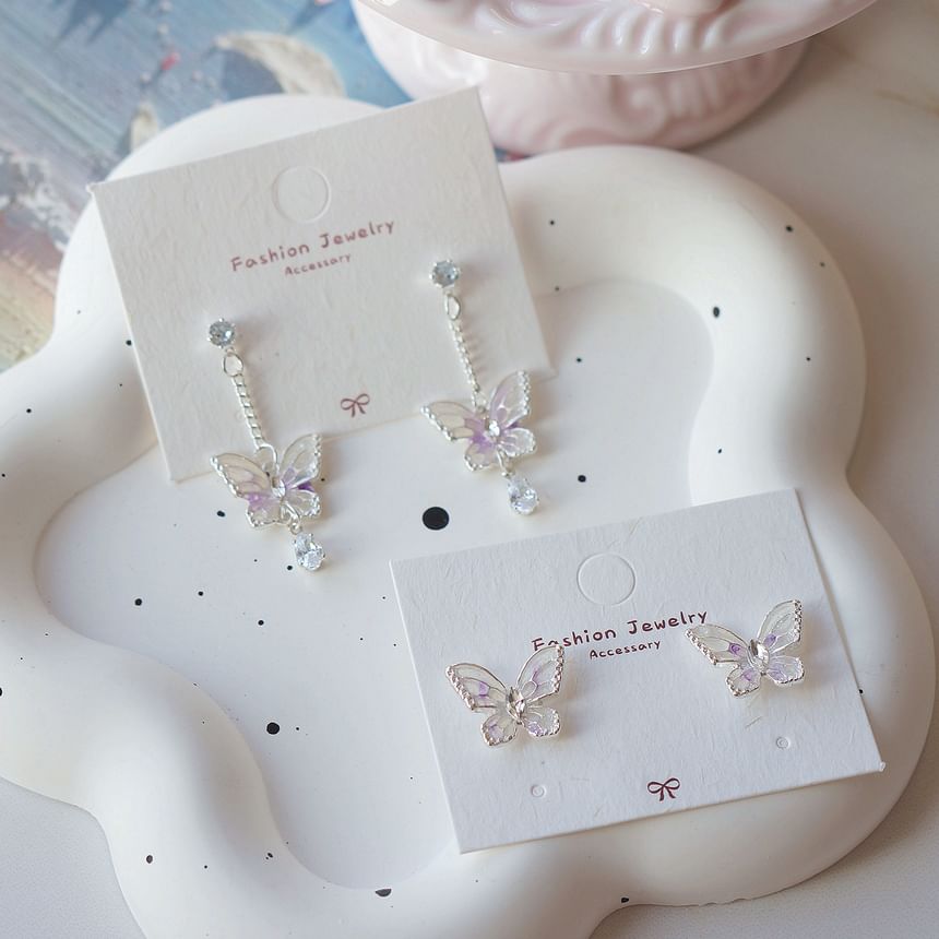 Dangle On Clip Earring Butterfly /