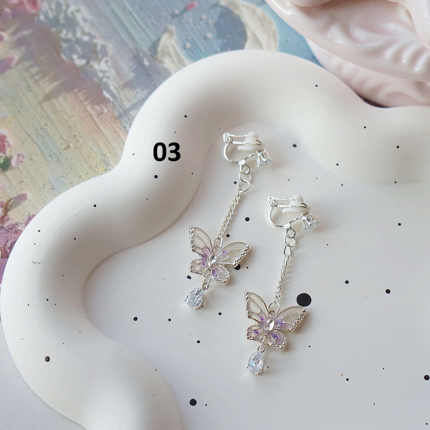 Dangle On Clip Earring Butterfly /
