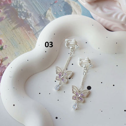 Dangle On Clip Earring Butterfly /