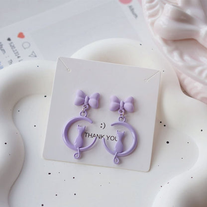 Cat Dangle Moon / Earring On Clip