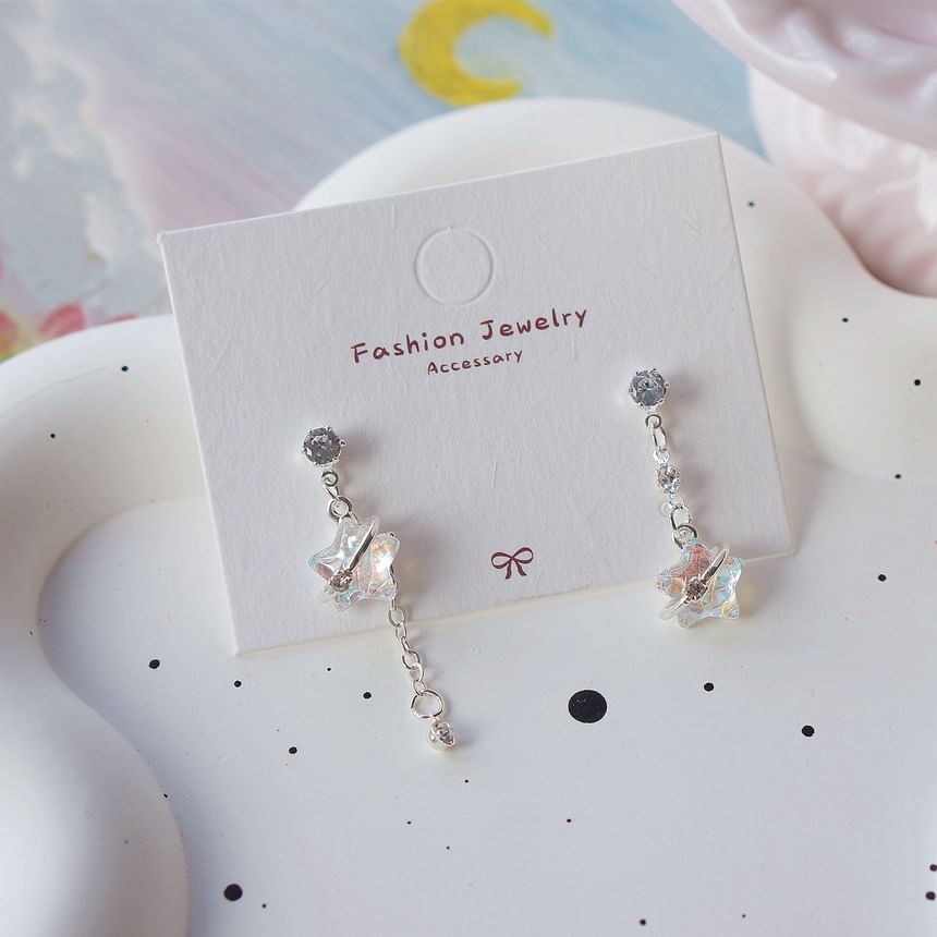 On / Earring Clip Star Dangle Asymmetrical