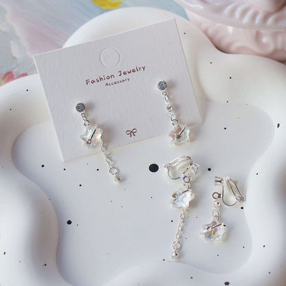 On / Earring Clip Star Dangle Asymmetrical