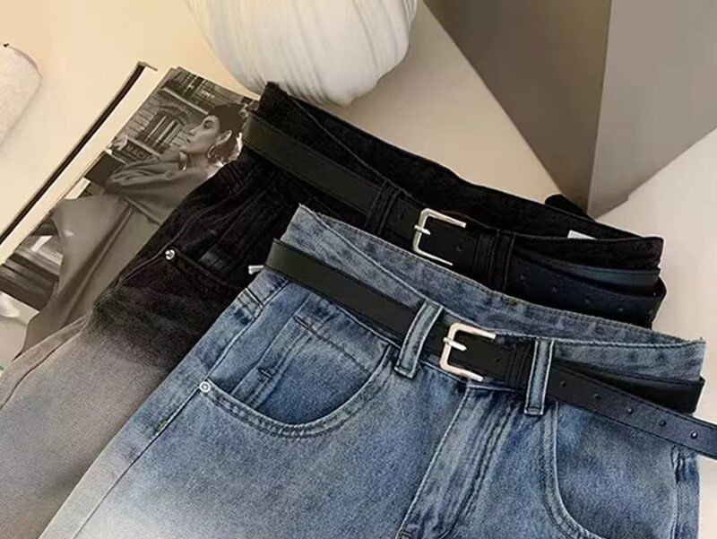 High Waist Gradient Washed Denim Shorts