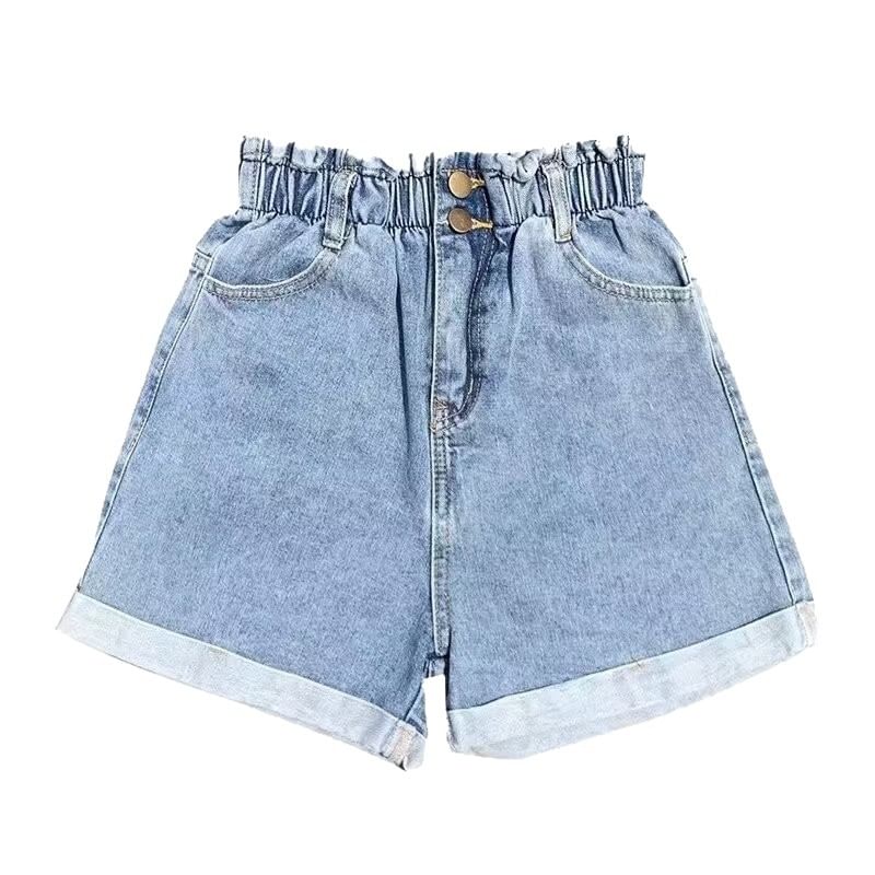 High Waist Roll Up Denim Shorts