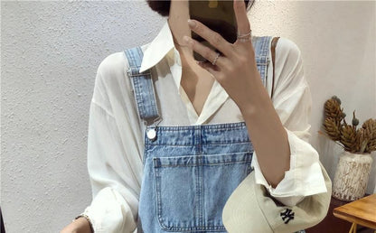 Washed Denim Jumper Shorts