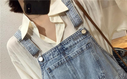 Washed Denim Jumper Shorts