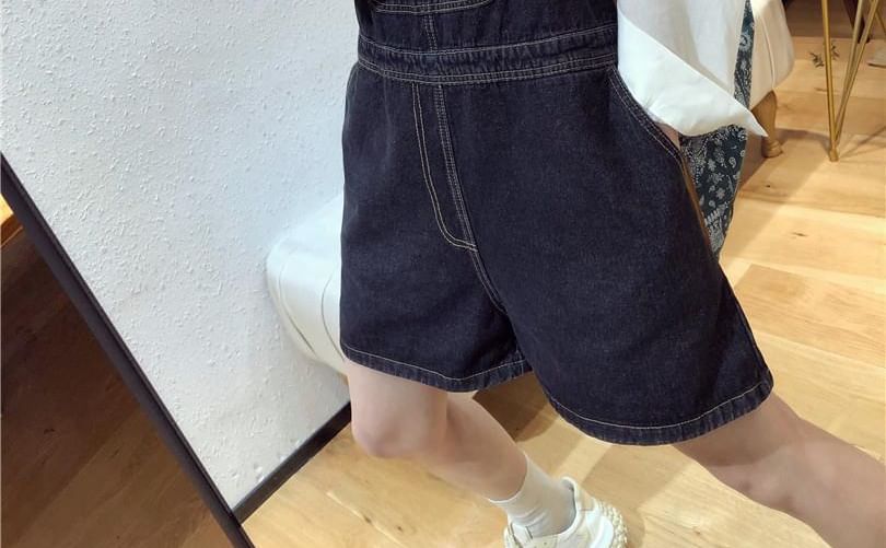 Washed Denim Jumper Shorts