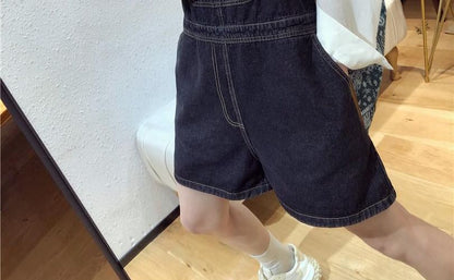 Washed Denim Jumper Shorts
