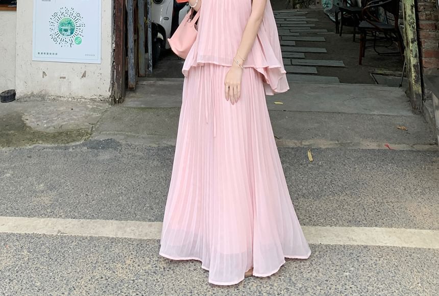 Flowy Cami Top and Pleated Maxi Skirt Set