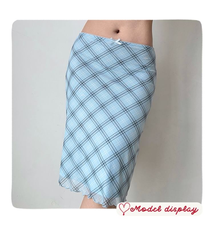 Plaid Midi Pencil Skirt