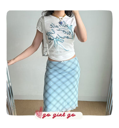 Plaid Midi Pencil Skirt