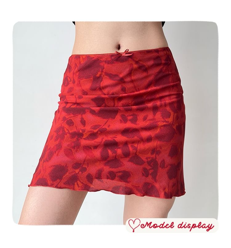 Floral A-Line Mini Skirt
