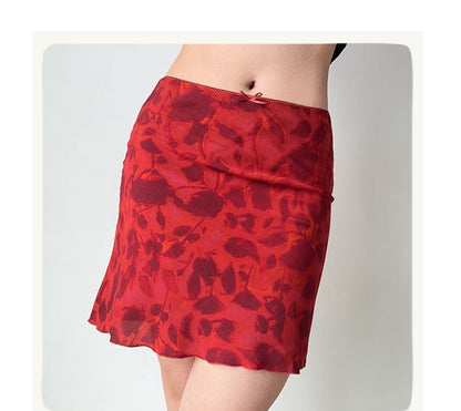 Floral A-Line Mini Skirt
