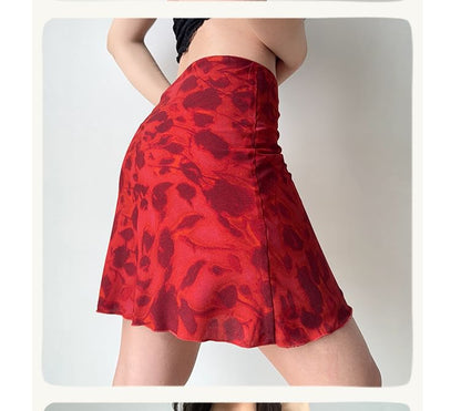 Floral A-Line Mini Skirt