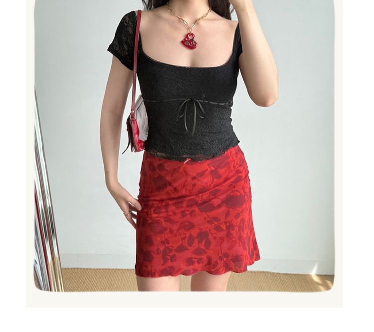 Floral A-Line Mini Skirt