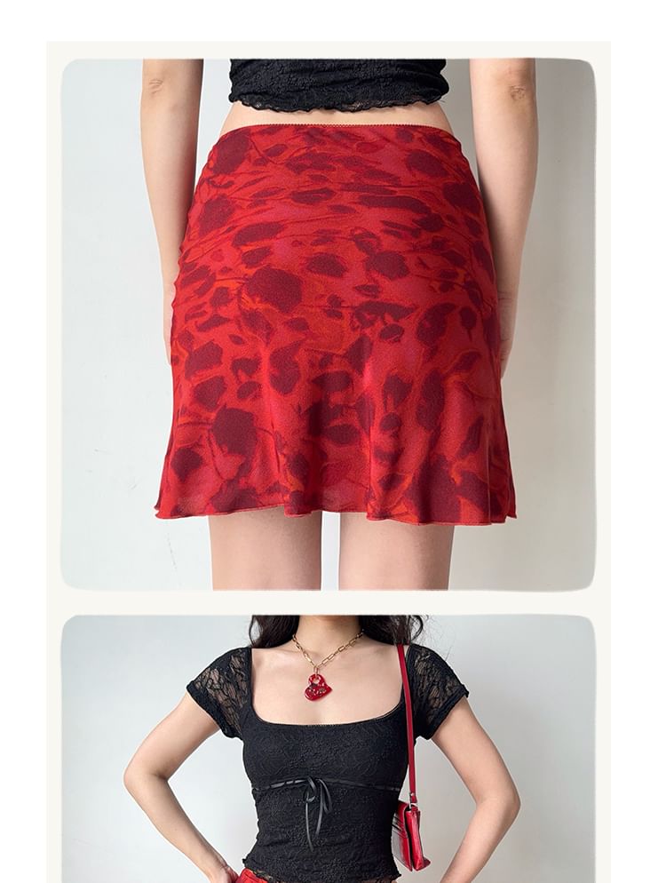 Floral A-Line Mini Skirt