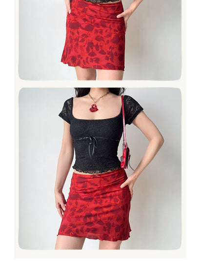 Floral A-Line Mini Skirt