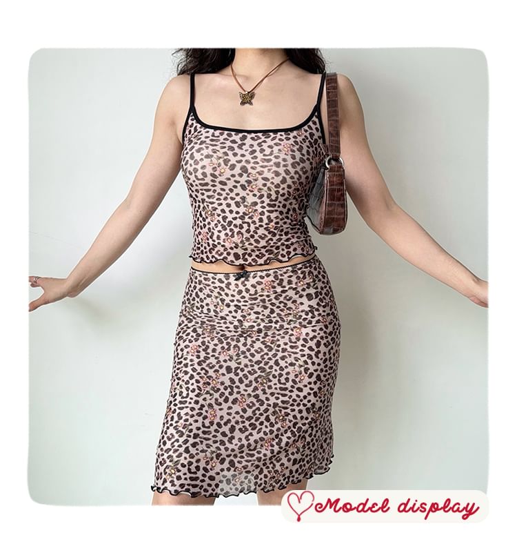 Leopard Print Camisole & A-Line Skirt