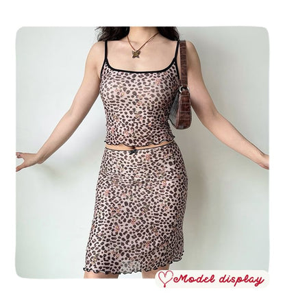 Leopard Print Camisole & A-Line Skirt
