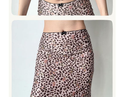 Leopard Print Camisole & A-Line Skirt