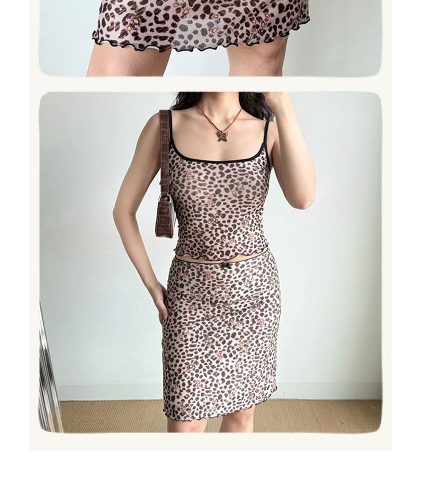 Leopard Print Camisole & A-Line Skirt