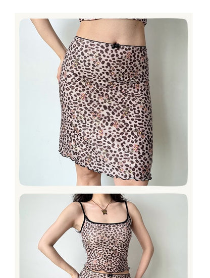 Leopard Print Camisole & A-Line Skirt