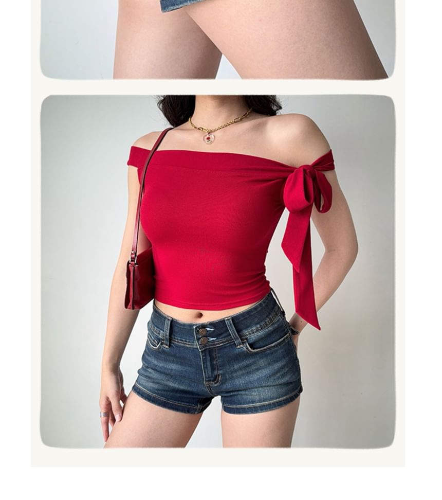 Mid Rise Washed Denim Shorts