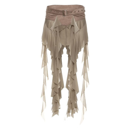 Ruffled Asymmetric Wrap Skirt
