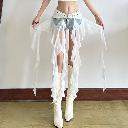 Ruffled Asymmetric Wrap Skirt