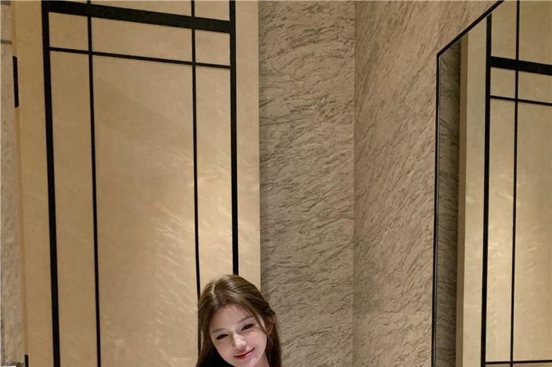 V-Neck Wrap Blouse & High-Waist Pleated Mini Skirt