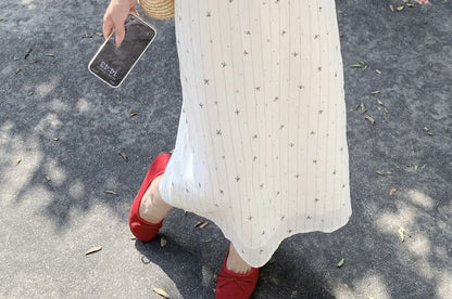 Sleeveless Collared Dotted Maxi Dress - Altfashion Shop