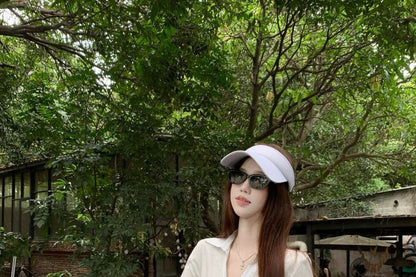 Elbow-Sleeve Collared Shirt & High-Waist Mini A-Line Skirt