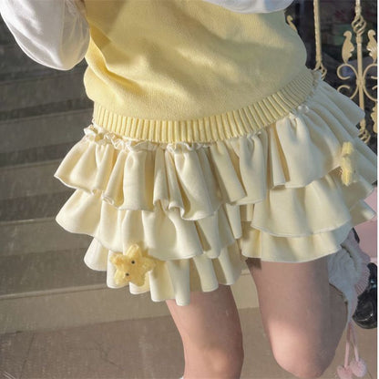 Ruffled Layered Mini Skirt