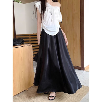 Satin Maxi A-Line Skirt