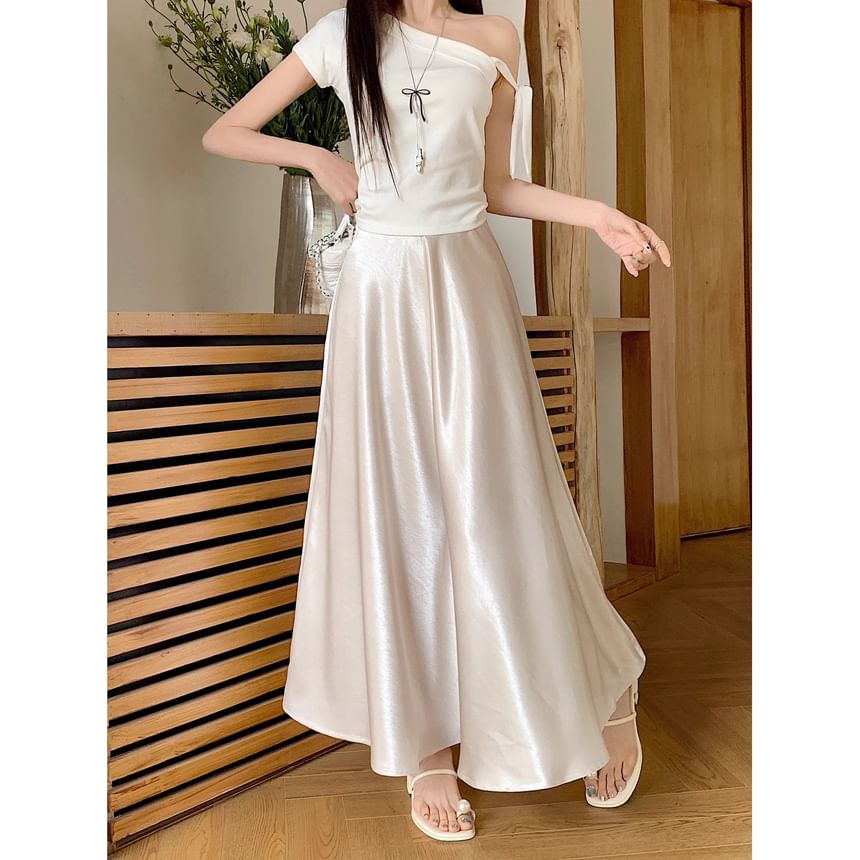 Satin Maxi A-Line Skirt