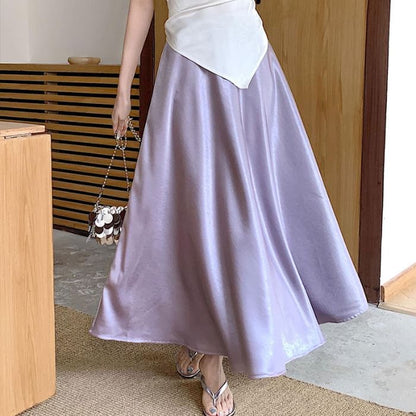 Satin Maxi A-Line Skirt
