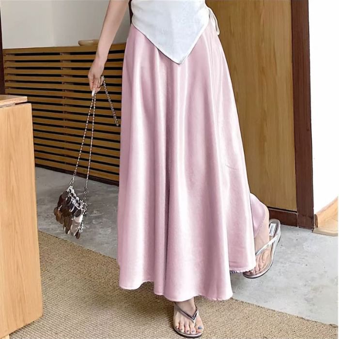 Satin Maxi A-Line Skirt