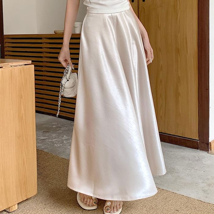 Satin Maxi A-Line Skirt