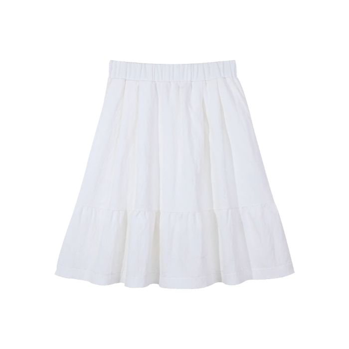 Ruffled-Trim Wide-Leg Midi Skirt