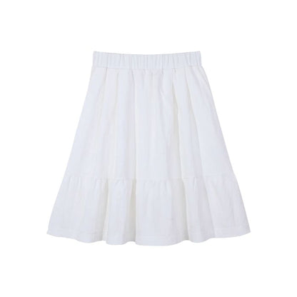 Ruffled-Trim Wide-Leg Midi Skirt