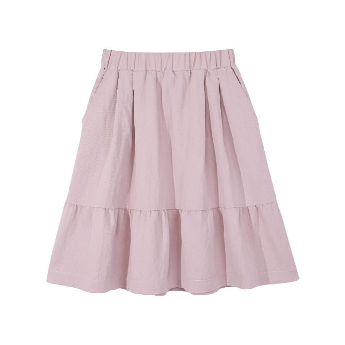 Ruffled-Trim Wide-Leg Midi Skirt