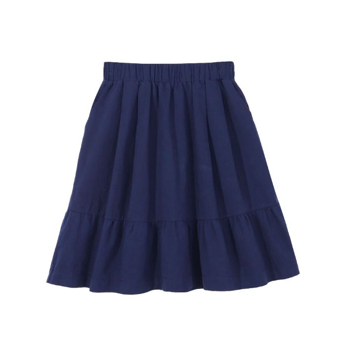 Ruffled-Trim Wide-Leg Midi Skirt