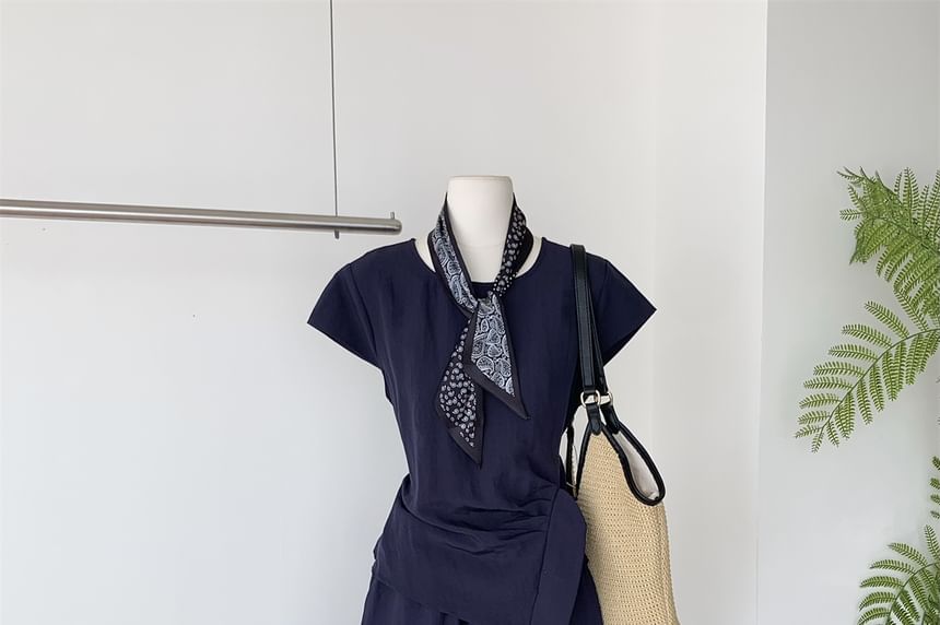 Set: Tie Waist Top + Maxi Skirt + Scarf