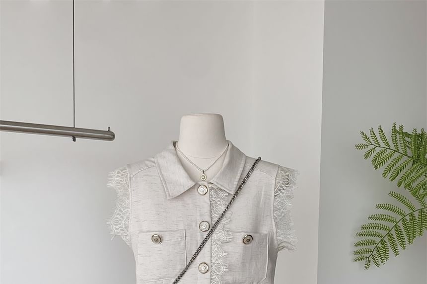 Set: Lace Trim Top + Mini Skirt