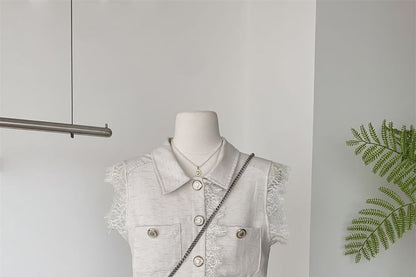 Set: Lace Trim Top + Mini Skirt