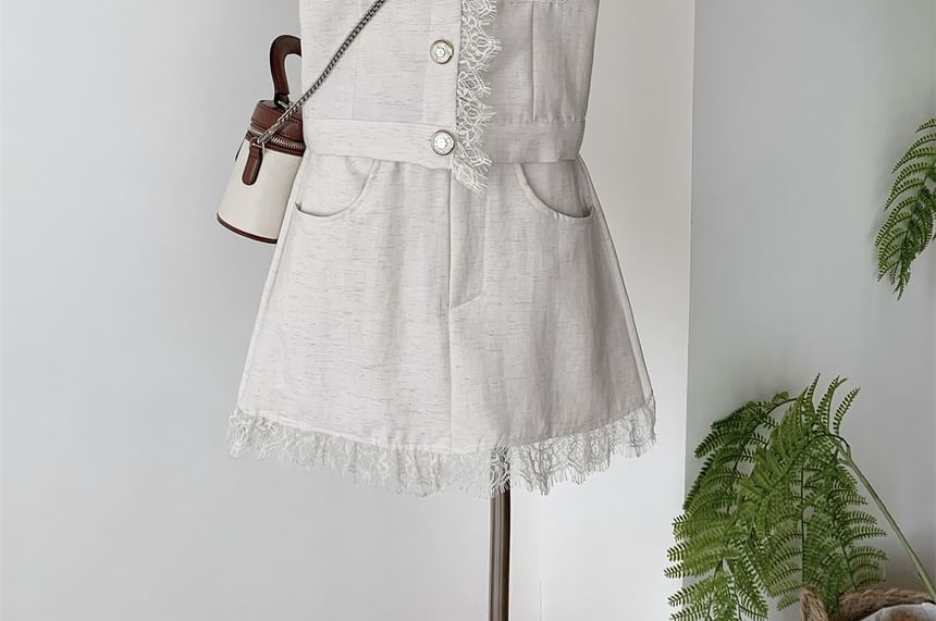 Set: Lace Trim Top + Mini Skirt