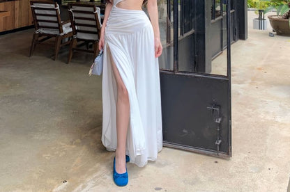 One-Shoulder Cutout Slit Sleeveless Maxi Dress - Altfashion Shop