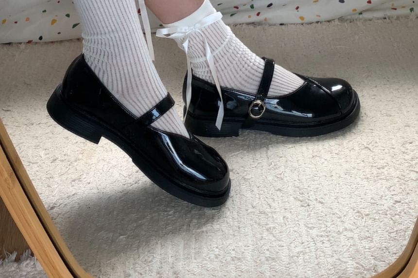 Square Toe Plain Mary Jane Shoes