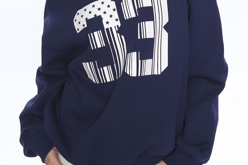 Numbered Cold-Shoulder Long-Sleeved Pullover