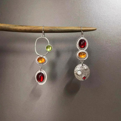 Asymmetrical Earring Dangle Gemstone